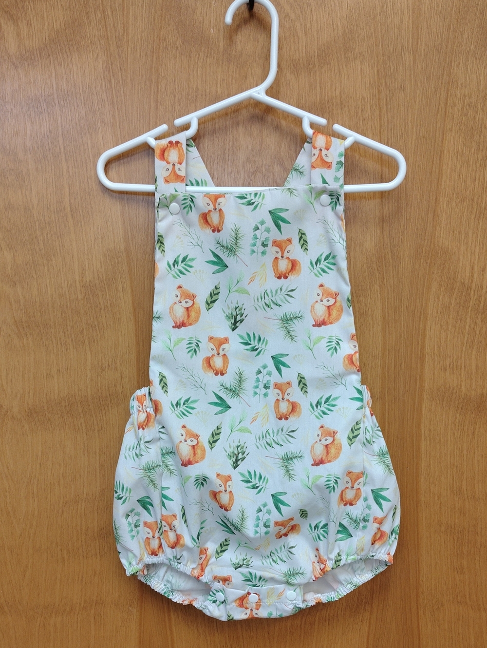 PatPat White Romper with Orange Fox & Green Leaf Print